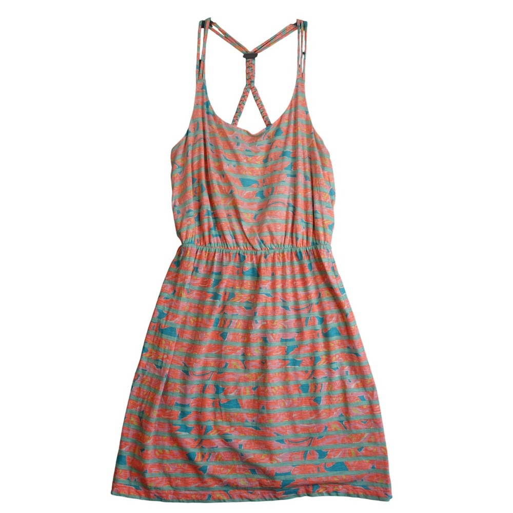 Lilly Pulitzer Make A Splash Striped Floral Mini Dress L Pink Blue Braided Strap